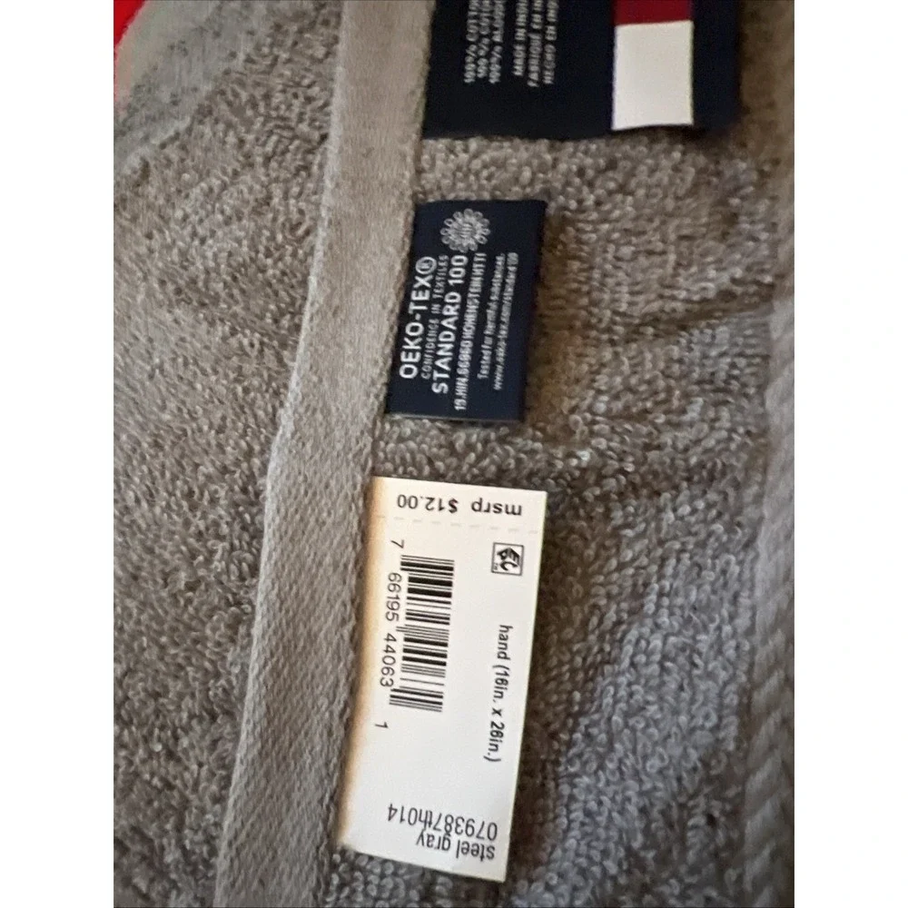 Tommy Hilfiger Steel Gray Hand Towel 100% Cotton NWT